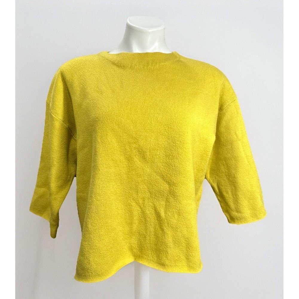 Rain Brand Sweater Medium‎ Lime Green & Gray 3/4 Sleeve Thick Knit